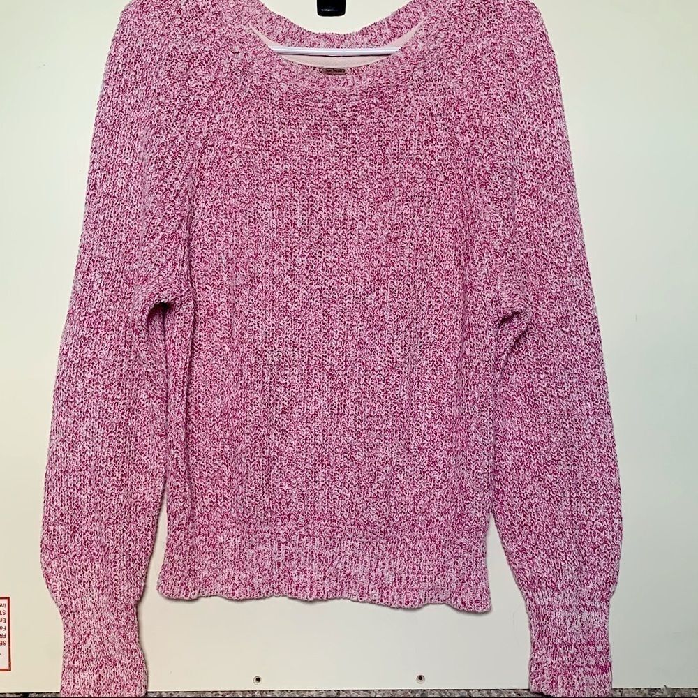 Free People Pink & White Cozy Sweater
